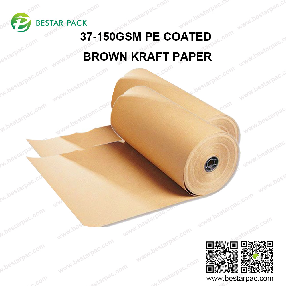 37-150gsm PE Камушки Браун Kraft Коғаз