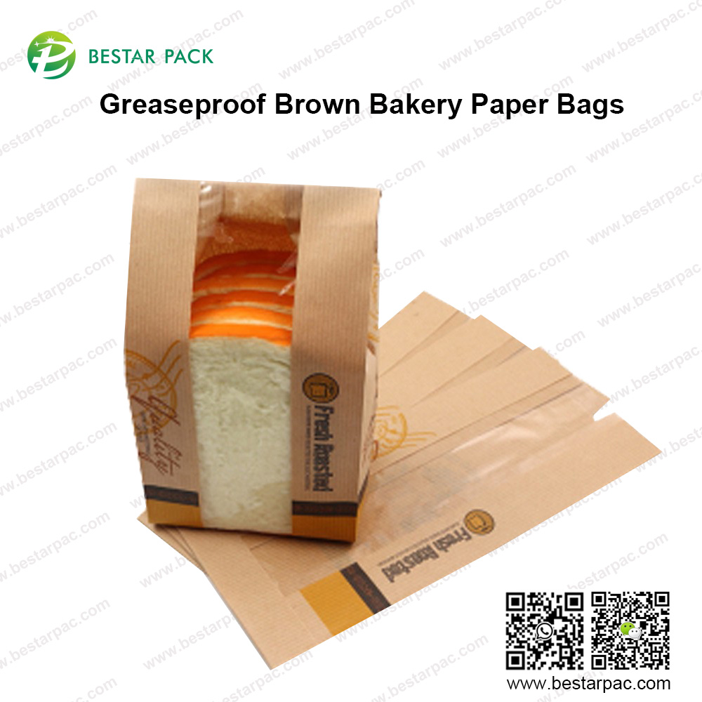 халтаҳои коғазӣ нонпазӣ Greaseproof Браун